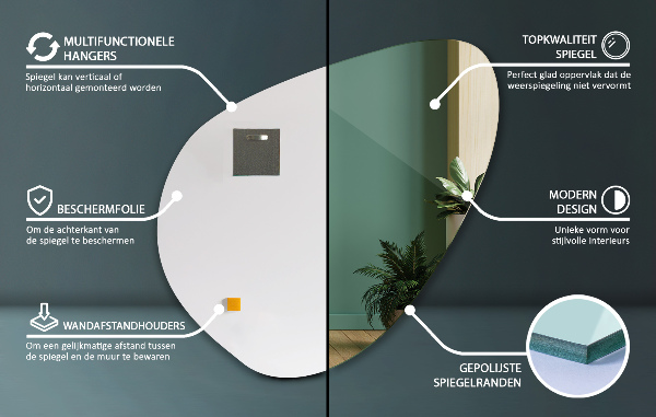 Nepravidelné zrcadlo 68x67 cm