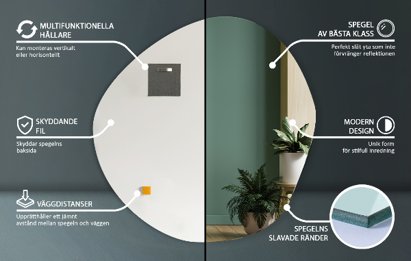Nástěnné asymetricke zrcadlo bez rámu 77x77 cm