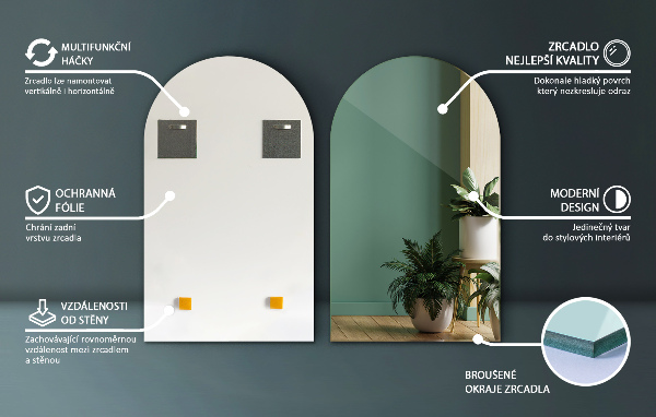 Obloukové zrcadlo 40x70 cm
