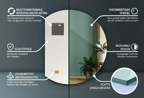 Zrcadlo se zkosenou stranou 63x70 cm