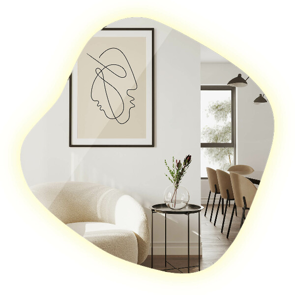 Asymetricke zrcadlo s led podsvícením 59x58 cm