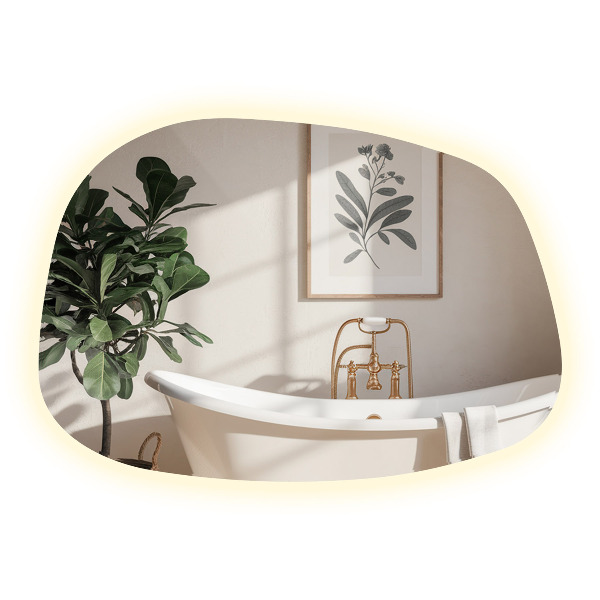 Asymetricke zrcadlo s led podsvícením ve tvaru skvrny 49x34 cm