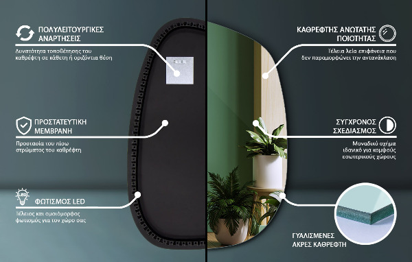 Asymetricke zrcadlo s led podsvícením ve tvaru skvrny 55x38 cm