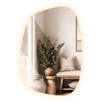 Asymetricke zrcadlo s led podsvícením ve tvaru skvrny 91x66 cm