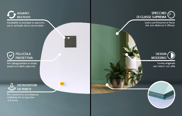 Atypické zrcadlo ve tvaru skvrny 49x34 cm