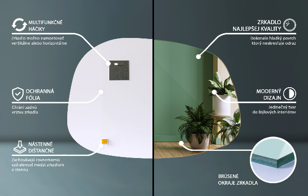 Atypické zrcadlo ve tvaru skvrny 55x38 cm