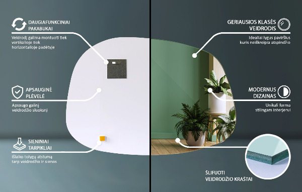 Atypické zrcadlo ve tvaru skvrny 55x38 cm