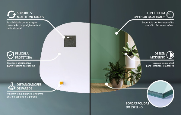 Atypické zrcadlo ve tvaru skvrny 55x38 cm