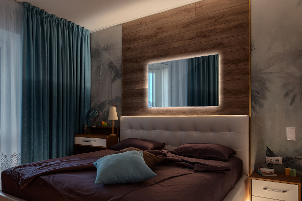 Obdélníkové nástěnné zrcadlo s led osvětlením 60x40 cm