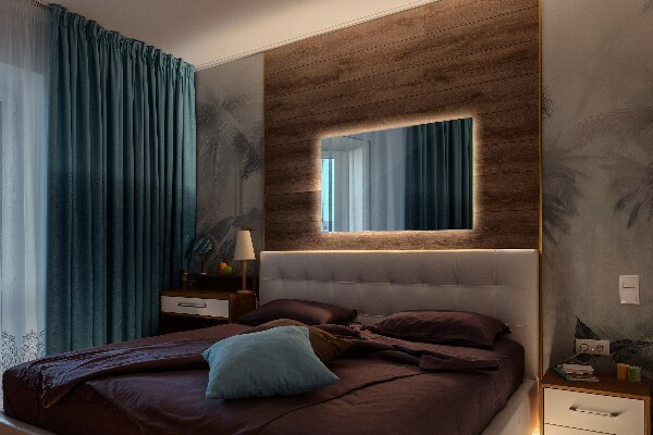 Obdélníkové designove zrcadlo do koupelny s led 100x70 cm