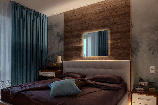 Obdélníkové koupelnové zrcadlo s led osvětlením 50x50 cm