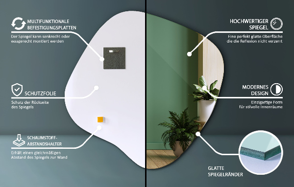 Nepravidelné zrcadlo skvrna originál 68x67 cm