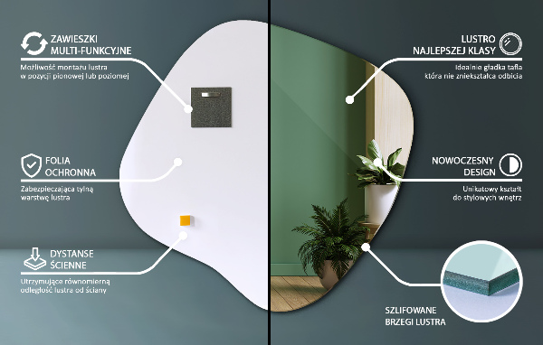 Nepravidelné zrcadlo skvrna originál 68x67 cm