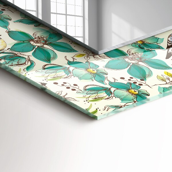 Zrkadlo rám s potlačou Ptáci a květiny