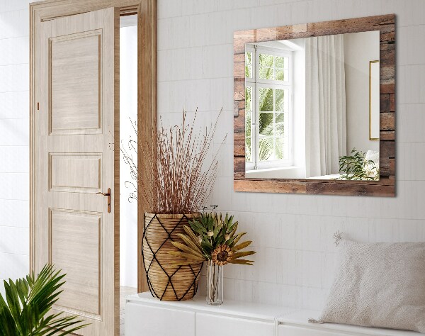 Zrkadlo rám s potlačou Dřevěná obložená stěna