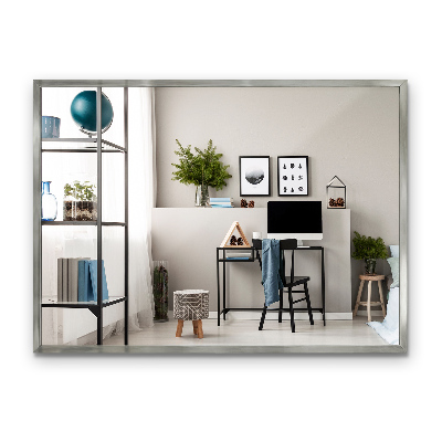 Minimalistické obdélníkové zrcadlo se stříbrným rámem 70x50 cm