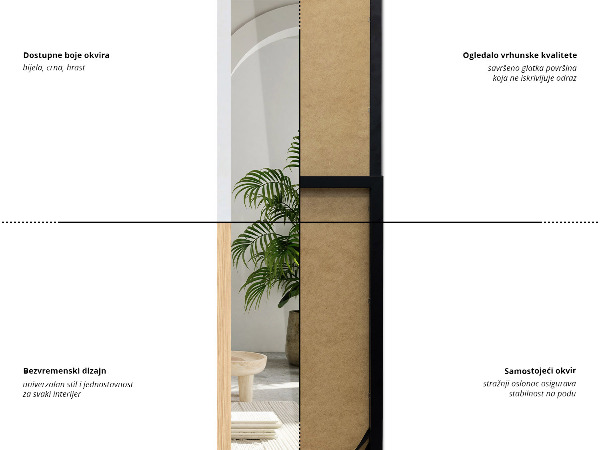 Stojací zrcadlo černé 36x156 cm