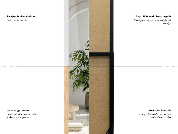 Stojací zrcadlo černé 36x156 cm