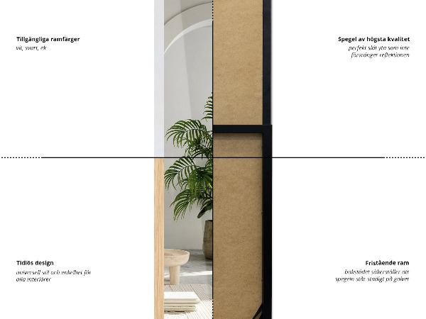 Stojací zrcadlo v barvě dubu 36x156 cm