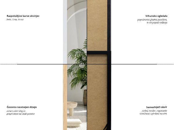 Stojací zrcadlo v barvě dubu 36x156 cm