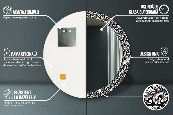 Kulaté dekorační zrcadlo na zeď Ornament