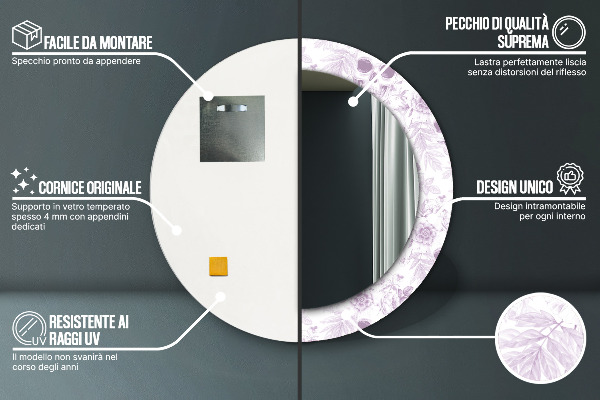 Kulaté dekorační zrcadlo na zeď Lebky