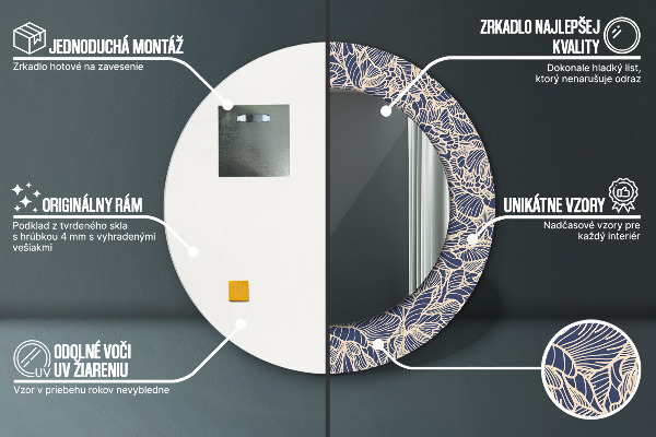 Kulaté dekorační zrcadlo Květiny