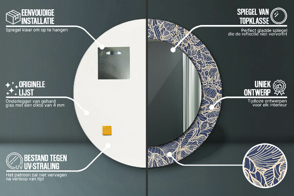 Kulaté dekorační zrcadlo Květiny