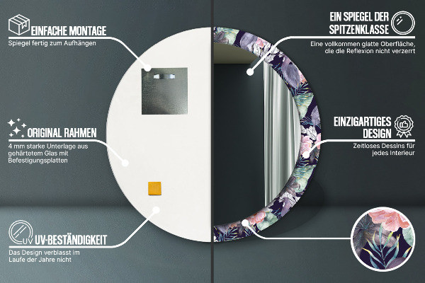 Kulaté dekorační zrcadlo Čepice ptáků