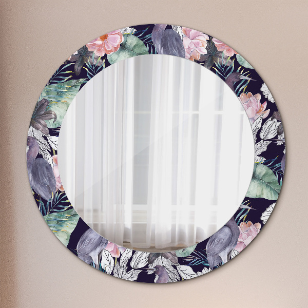 Kulaté dekorační zrcadlo Čepice ptáků