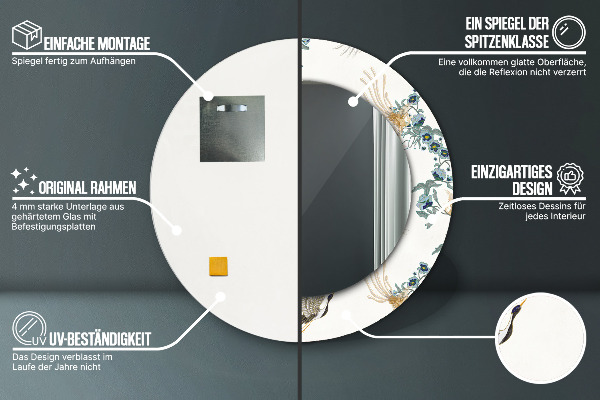 Kulaté dekorační zrcadlo na zeď Chinoseries