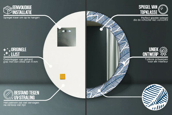 Kulaté dekorační zrcadlo Listy