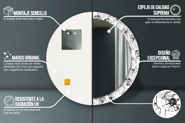 Kulaté zrcadlo s potiskem Maki květiny