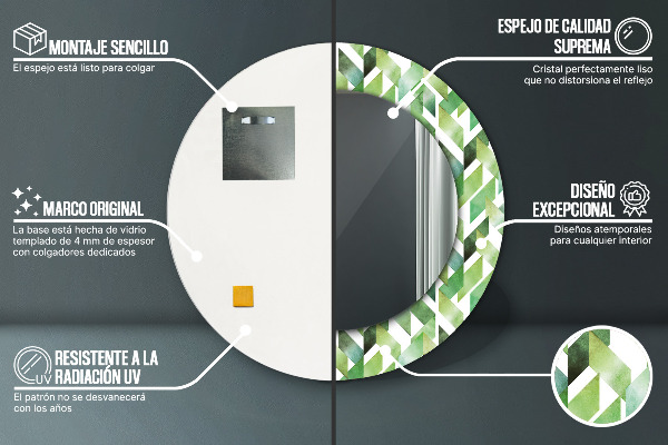 Kulaté dekorační zrcadlo na zeď Rybí kost