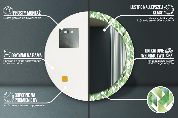 Kulaté dekorační zrcadlo na zeď Rybí kost