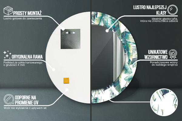 Kulaté dekorační zrcadlo Listy