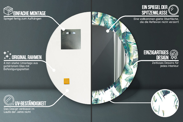 Kulaté dekorační zrcadlo Listy