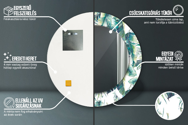 Kulaté dekorační zrcadlo Listy