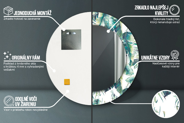 Kulaté dekorační zrcadlo Listy