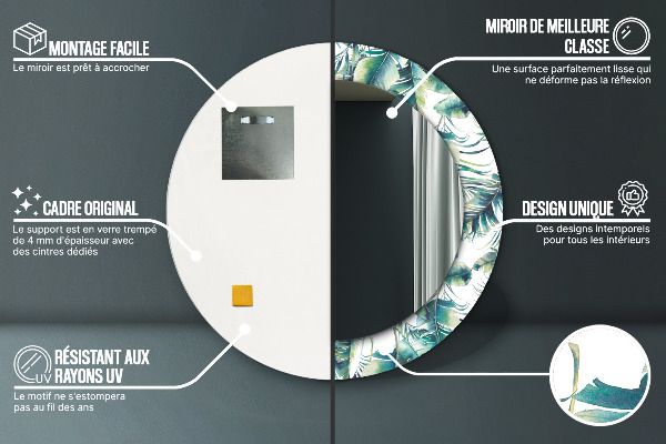 Kulaté dekorační zrcadlo Listy