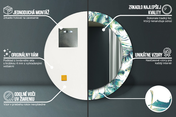 Kulaté dekorační zrcadlo Listy