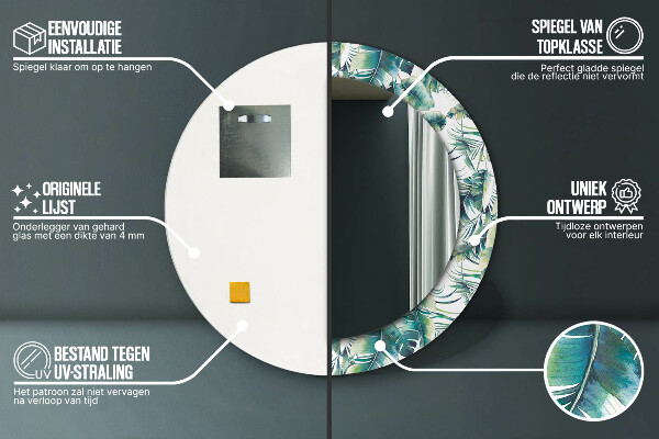 Kulaté dekorační zrcadlo Listy