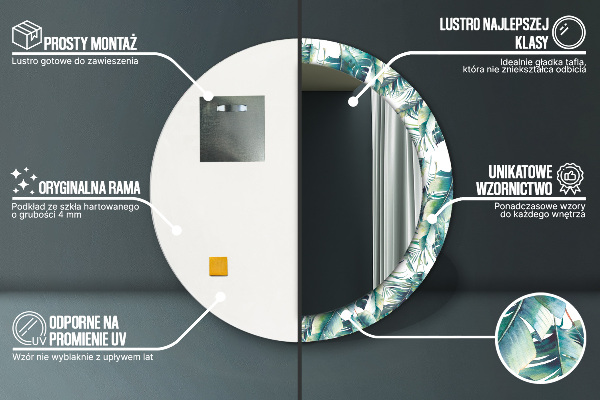 Kulaté dekorační zrcadlo Listy