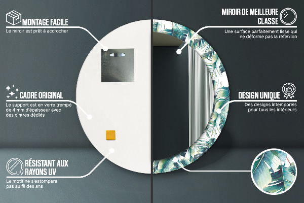 Kulaté dekorační zrcadlo Listy