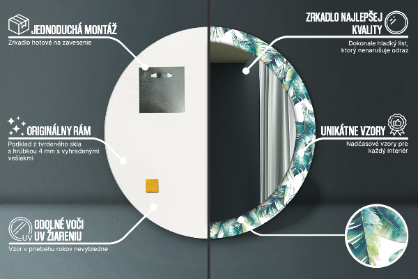 Kulaté dekorační zrcadlo Listy