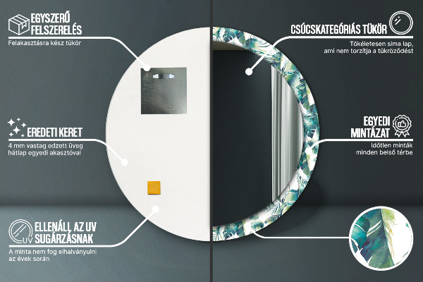 Kulaté dekorační zrcadlo Listy