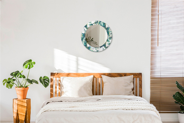 Kulaté dekorační zrcadlo Listy