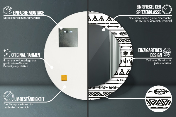 Kulaté dekorační zrcadlo Boho minimalistický