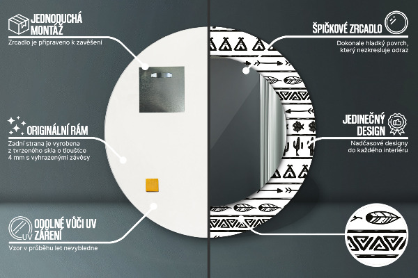 Kulaté dekorační zrcadlo Boho minimalistický