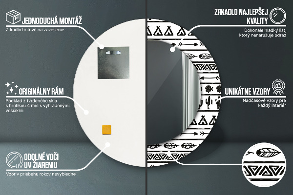 Kulaté dekorační zrcadlo Boho minimalistický